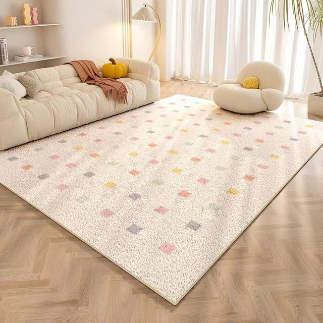 VIKAMA Teppich aus Kristallsamt in Beige, rutschfest und schmutzabweisend für Wohnzimmer und Schlafzimmer - Bild 1
