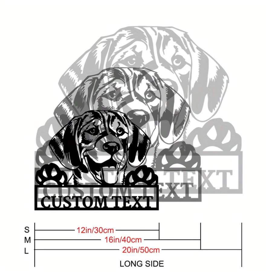 Personalisiertes Beagle Hund Metallschild von Hello Young in Schwarz als Wandbehang mit individuellem Text - Bild 3