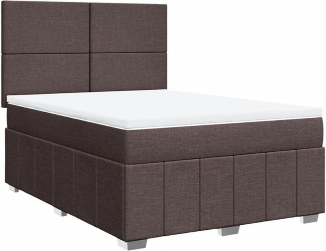 vidaxl Boxspringbett mit Matratze in Braun und Weiß aus Stoff und Holzwerkstoff, B/T/H: 140 x 190 cm - Bild 1