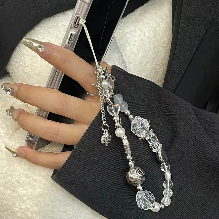 Telefon Kette Charme Lanyard, Blume, Herz, Perlen, Unisex - Bild 2