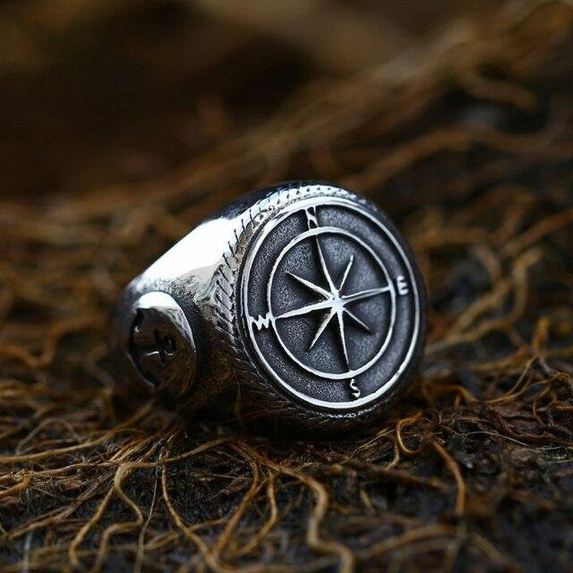 Allbestart Ring Edelstahl, Schwarz, Herren, Vintage - Bild 1