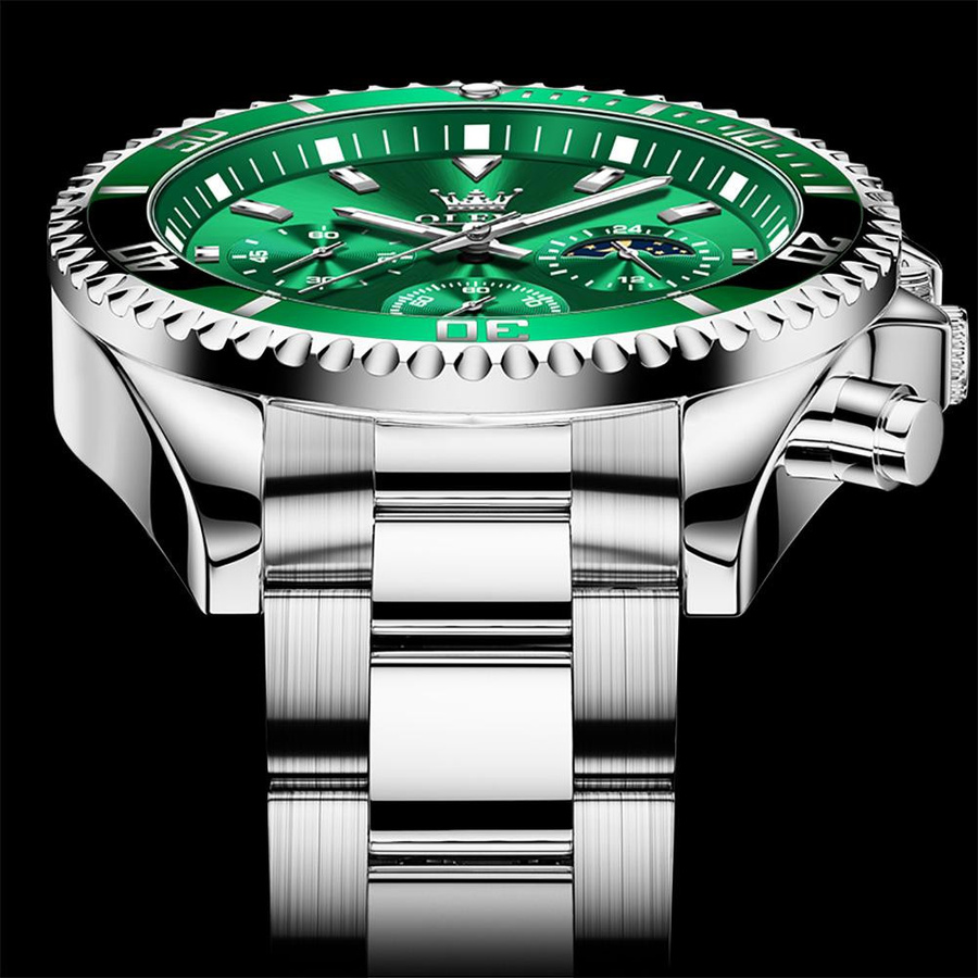 OLEVS Chronograph, Edelstahl, Quarz, Grün, 42,5 mm, Herren - Bild 6