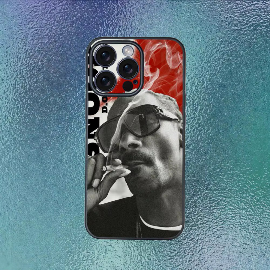 Snoop Dogg Handyhülle für iPhone 17 16 15 14 13 12 11 Pro Max Plus Mini Schwarz Matt Weiche Schutzhülle - Bild 2