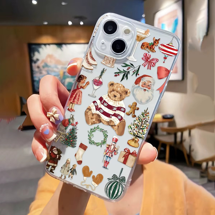Transparente TPU-Handyhülle mit Cartoon-Bär-Muster für iPhone 17 16 15 14 13 12 11 Pro Max Plus Mini und XS XR X - Bild 2