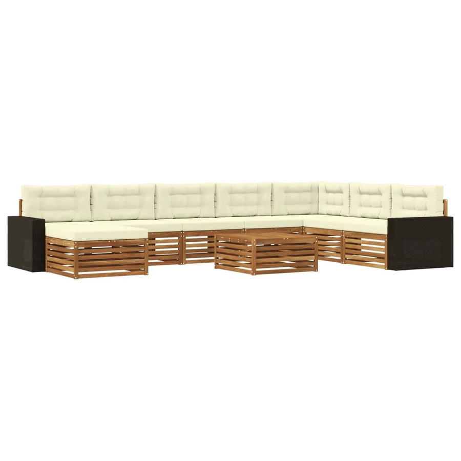vidaXL Outdoor-Sofagarnitur aus Massivholz Akazie in Natur und Creme mit 9 Teilen und UV-beständigen Polstern - Bild 2