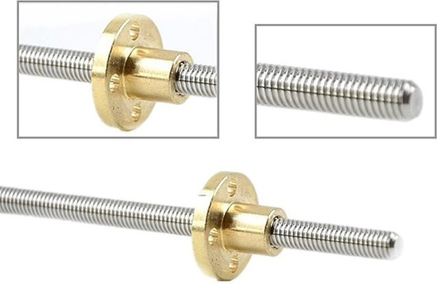 T8 8 mm Leitspindel 500 mm mit Kupfermutter aus Edelstahl für 3D-Drucker in Silber - Bild 1