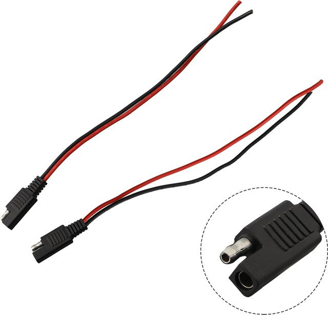 2er-Set SAE Single-ended Kabel Power Verlängerung Stecker für Solar Panel und Batterie Adapter in Schwarz - Bild 1