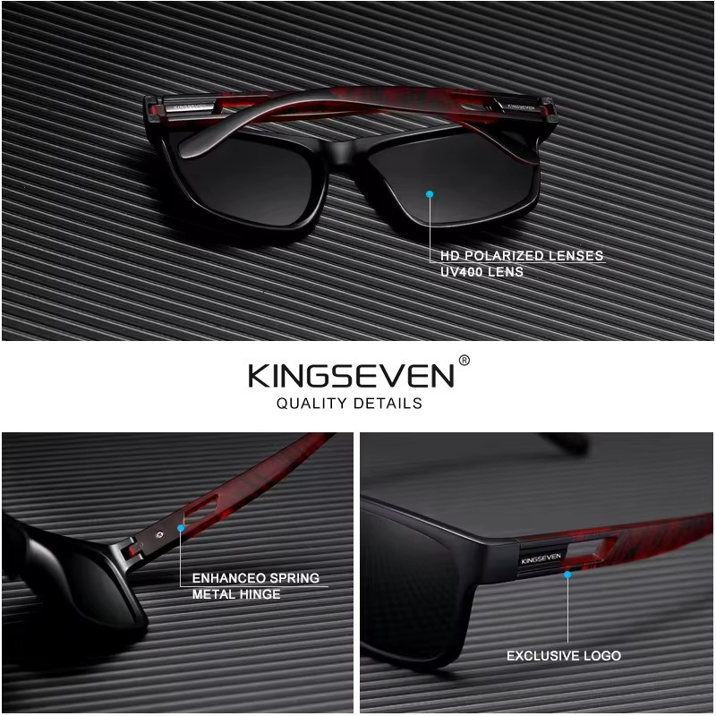 KINGSEVEN Sonnenbrille, Vollrand, Kunststoff, Schwarz, Unisex, polarisiert - Bild 2