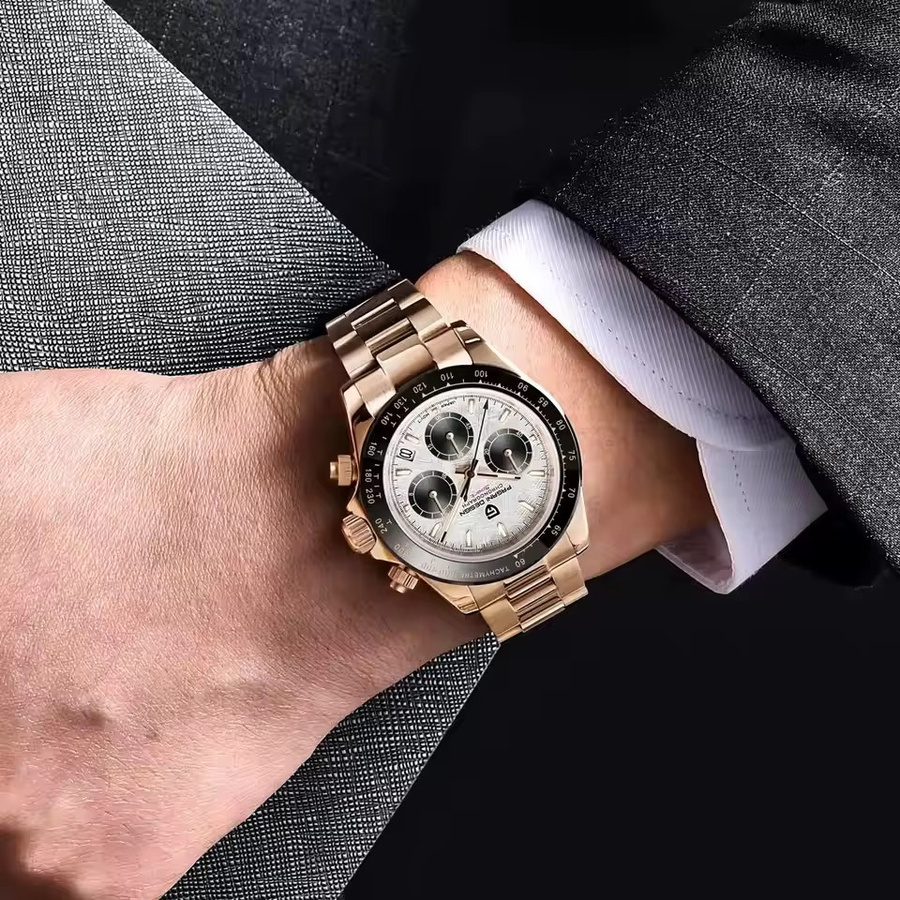 PAGANI DESIGN Chronograph Armbanduhr, Roségold, Edelstahl, Quarz, Herren - Bild 5