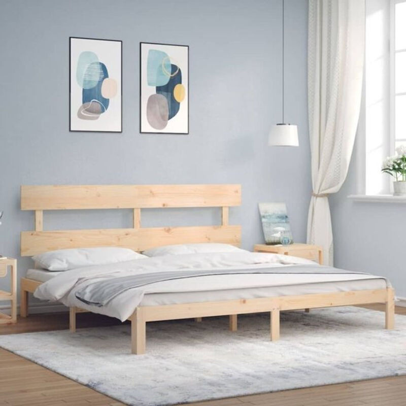 Massivholzbett Vidaxl aus Kiefer in Braun im Landhaus- und Skandinavischen Stil, B/T/H: 200 x 203,5 x 81 cm - Bild 1