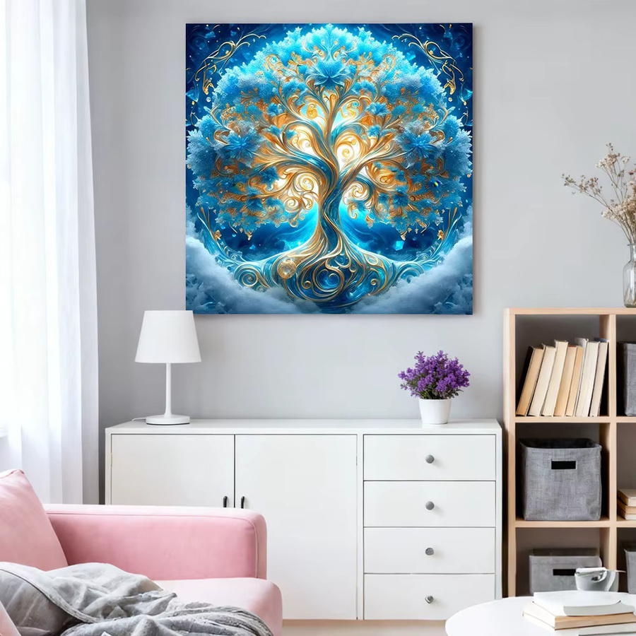 HUACAN Diamantmosaik Set Baum Landschaft als DIY Kreuzstich Malerei mit Strasssteinen - Bild 3