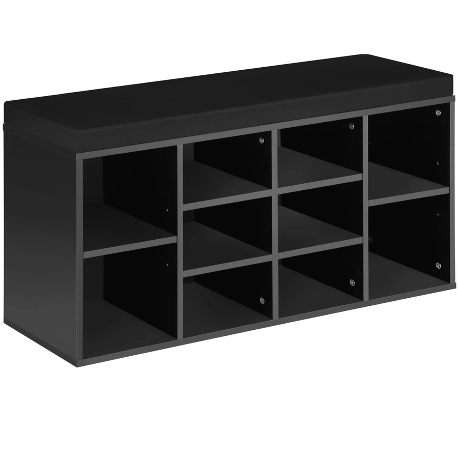 tectake Schuhschrank für 10 Paar Schuhe mit abnehmbarem Sitzpolster, Schwarz, B/H/T: 103,5 x 30,0 x 48,0 cm - Bild 3