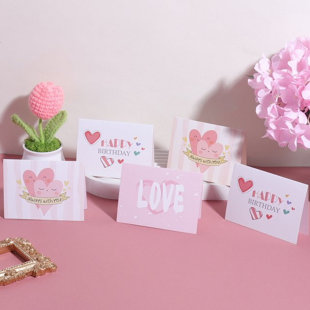 10 Stück herzförmige Grußkarten in Pink für Valentinstag, Jahrestag und Hochzeit aus Papier - Bild 1