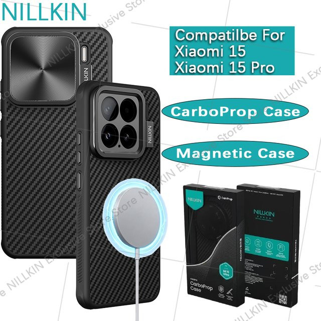 Nillkin CarboProp Magnetische Handyhülle für Xiaomi 15 Pro aus Aramidfaser und TPU mit Linsenschutz in Schwarz - Bild 1