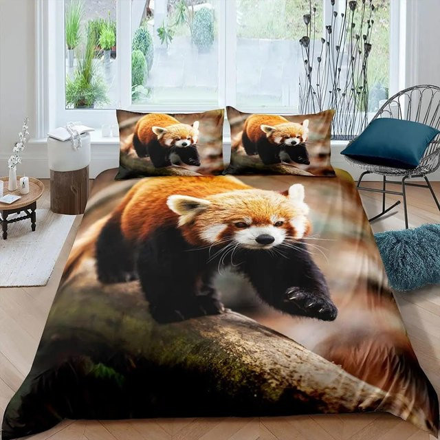 Your Warm Home Waschbär Bettwäsche-Set mit Tiermotiv aus Polyester, Mehrfarbig, B/H: 135 x 200 cm, inklusive 2 Kissenbezüge (50 x 70 cm) - Bild 1