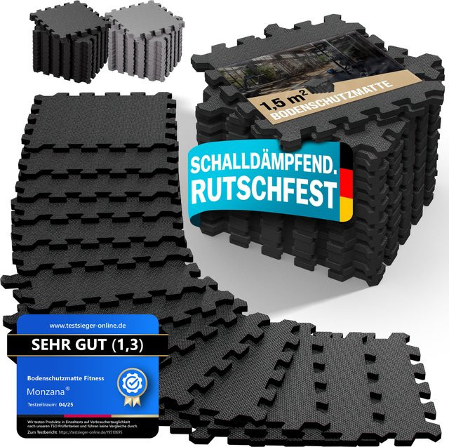 MONZANA Bodenschutz-Puzzlematten 18er-Set Schwarz B/T/H: 175 x 88 x 1 cm - Bild 1