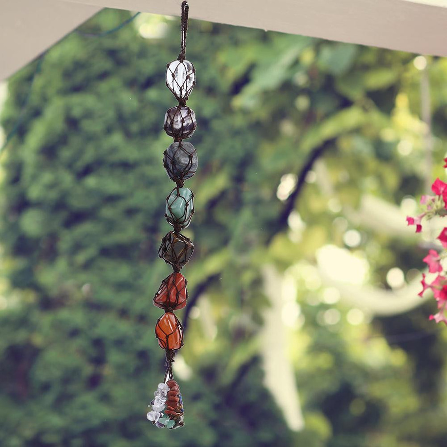 TOMTOP JMS Chakra Heilkristalle Anhänger aus Natursteinen und Edelsteinen in 7 Farben als Deko-Ornament für Auto und Heim - Bild 3