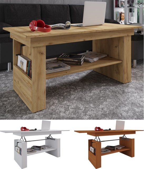 VCM Couchtisch Kobila aus Holz in Braun, höhenverstellbar und ausziehbar, B/T/H: 115 x 58 x 53 cm - Bild 1