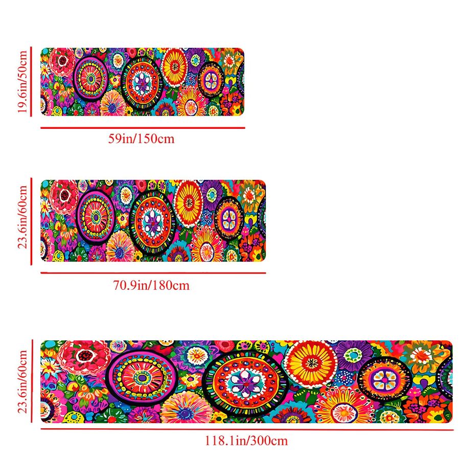 VIKAMA Vintage Blumenteppich in Multicolor für Wohnzimmer, Küche und Schlafzimmer - Bild 4