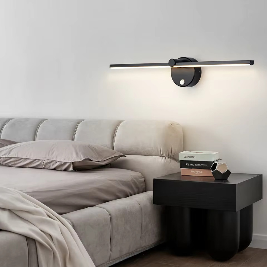 YooE Verstellbare LED-Wandleuchte in Schwarz aus Metall für Schlafzimmer und Spiegel mit warmweißem Licht - Bild 3