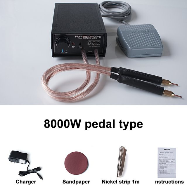 Tragbarer Handpunktschweißer 8000W mit einstellbarer Doppelpuls-Technologie 0-1200A für 18650 Lithium-Batterien und Nickelstreifen, Farbe: Schwarz - Bild 1
