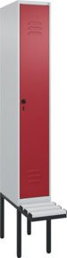 C+P Spind Classic PLUS Garderobenschrank mit Sitzbank, 1 Abteil, Lichtgrau, B/T/H: 212 x 30 x 81,5 cm - Bild 1