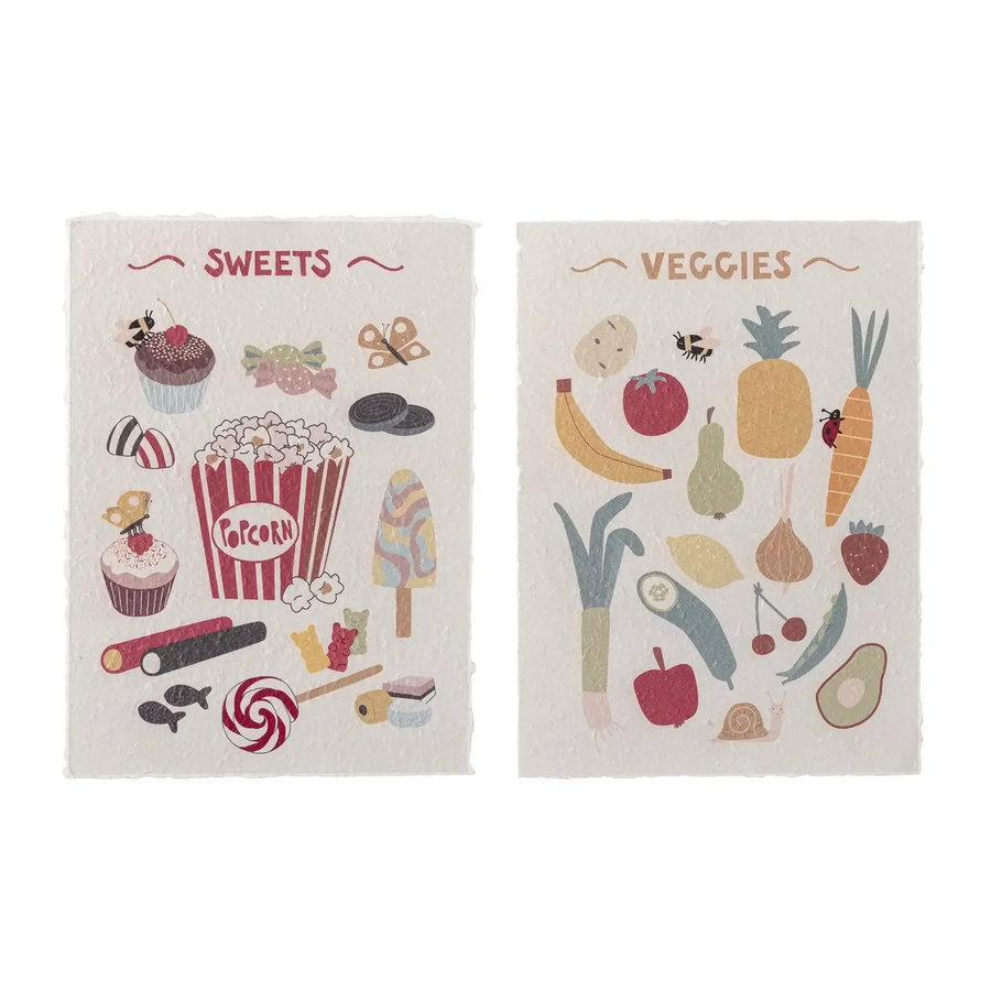 Bloomingville Mini Papio Poster-Set Mehrfarbig – 2er-Set skandinavische Papierposter - Bild 1
