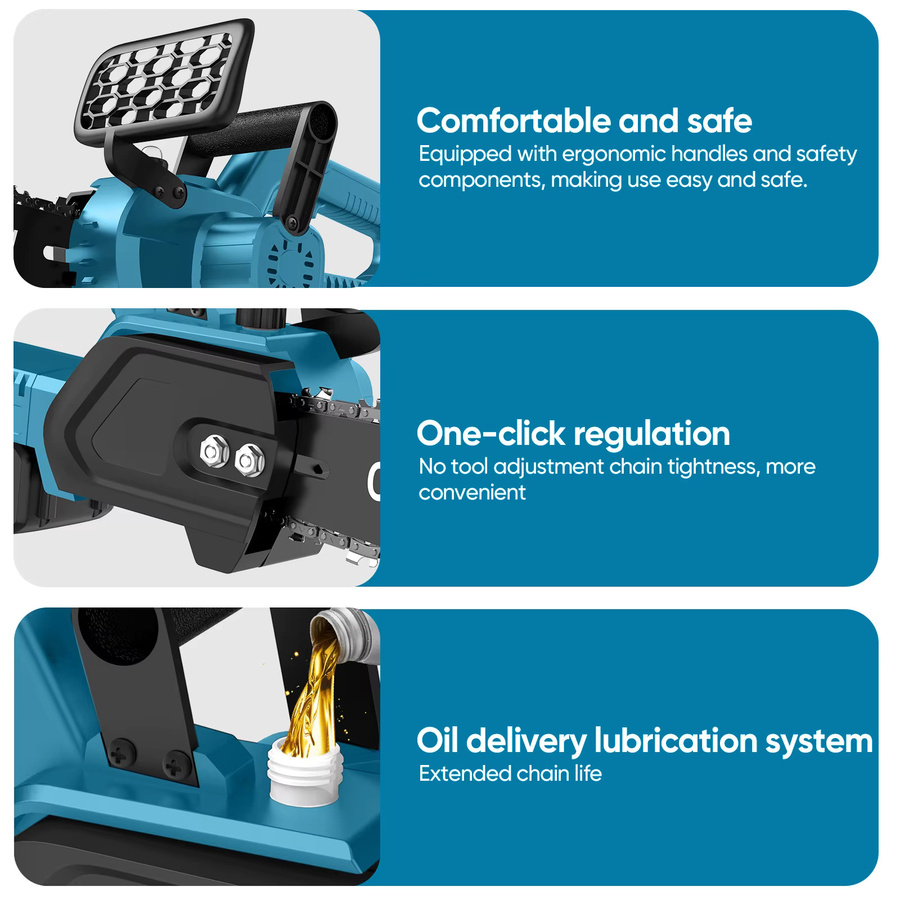 Makita 1500W Bürstenlose Akku-Elektrokettensäge 12 Zoll, Blau, kompatibel mit Makita LXT 21V Akku - Bild 7