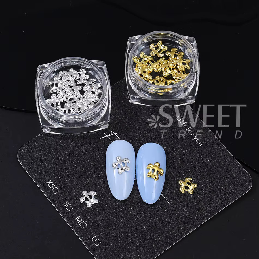 SWEET TREND Nagelcharms Schildkrötenmuster, Gold Silber, Metallic, 2 Flaschen - Bild 2