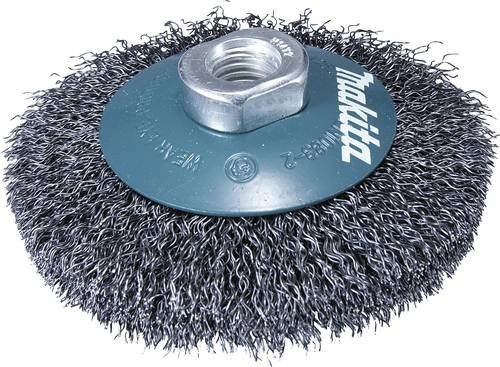Makita Kegelbürste gewellt aus Edelstahl für Winkelschleifer, Farbe Grau, M14 Gewinde - Bild 1