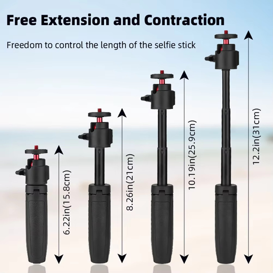 Selfie-Stick-Stativ mit Zubehör für Insta360 X4 X3 Ace Pro 2 DJI Action 5 4 Pocket 3 und GoPro in Schwarz - Bild 4