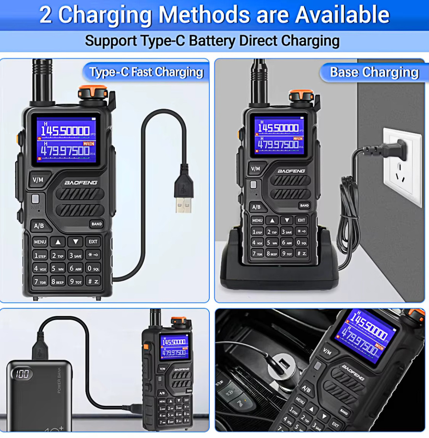 Baofeng K5Plus Walkie-Talkie Handfunkgerät in Schwarz mit 10W, Triband, 999 Kanälen und 2500mAh Akku - Bild 4