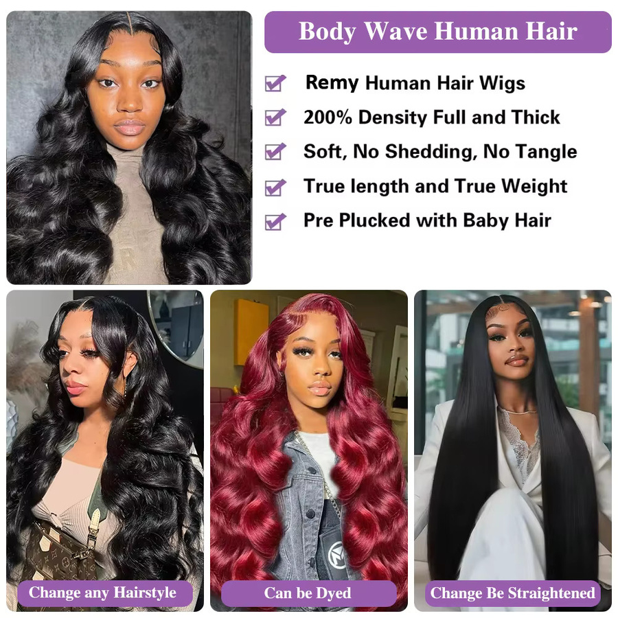 Sooolavely Body Wave HD Lace Front Perücke, Echthaarperücke, Damen - Bild 3