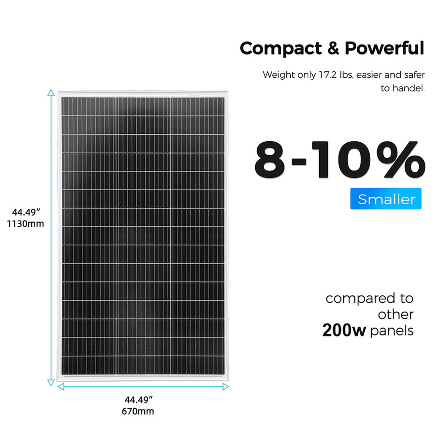 Boguang 2er Set Monokristalline Solarmodule 400W (2x 200W) 24.75V Glas Rigid Solar Panel Schwarz für Camping, Haus, Balkon, Wohnmobil und Boot - Bild 2