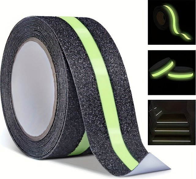 YITAPE Leuchtendes Anti-Rutsch-Klebeband, Luminöses Treppengrip-Tape, wasserdicht und hochbelastbar für Innen- und Außentreppen, Breite: 5 cm, Länge: 3 m - Bild 1