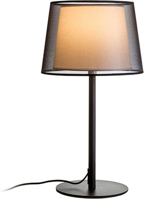 Rendl Esplanade Tischleuchte in Schwarz und Chrom mit transparentem Design und höhenverstellbarem Textilschirm, 15 W - Bild 1