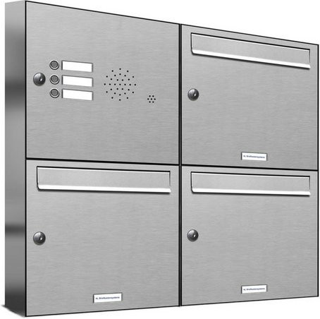 AL Briefkasten-System für 3 Parteien, Aufputzmontage, silberfarben, B/H/T: 153,4 x 68,4 x 11,6 cm - Bild 1