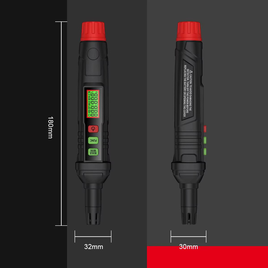HABOTEST HT62 4-in-1 digitales Psychrometer, tragbares Thermo-Hygrometer als Temperatur- und Luftfeuchtigkeitsmesserstift in Schwarz - Bild 2