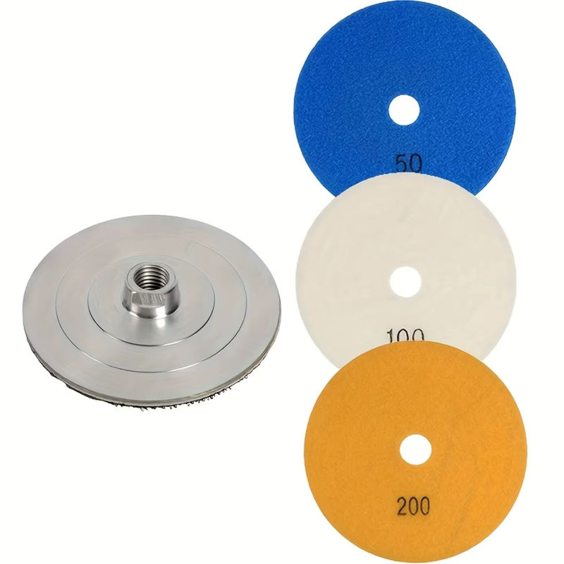 WIDEEP Diamant-Polierpads Set 3 Stück, 100 mm Durchmesser, M14 Aluminiumlegierung, Nass- und Trockenpolierset für Granit, Marmor, Beton und Stein - Bild 3
