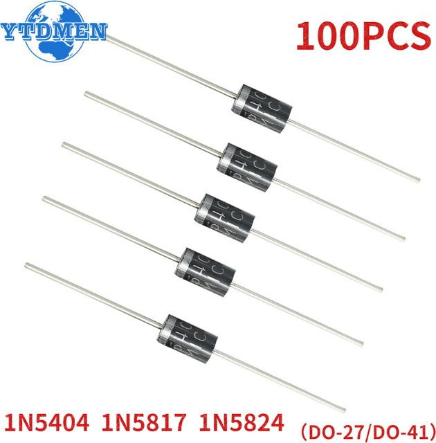 YTDMEN Schottky Diode Gleichrichter Dioden Kit 100 Stück in Schwarz mit 1N5817, 1N5404, 1N5824, DO-41 und DO-27 - Bild 1
