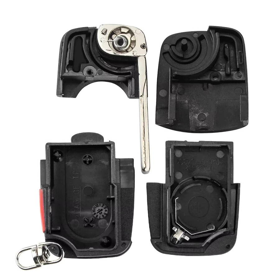 KEYYOU Auto Schlüssel Shell Abdeckung für Audi A2 A3 A4 A6 A8 B5 RS4 TT 1994-2004 Quattro in Schwarz mit CR1620/CR2032 Halter - Bild 1