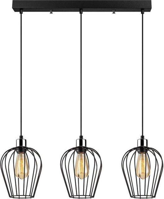 Opviq Pendelleuchte Tel in Schwarz aus Eisen mit 3 E27 Fassungen, Höhe: 115 cm, Breite: 20 cm, Tiefe: 20 cm - Bild 1
