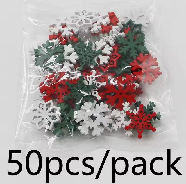 50 Stück Schneeflocken-Holzscheiben von ZQNYCY in Multicolor für DIY Bastelarbeiten, Weihnachten und Silvester Dekoration - Bild 1