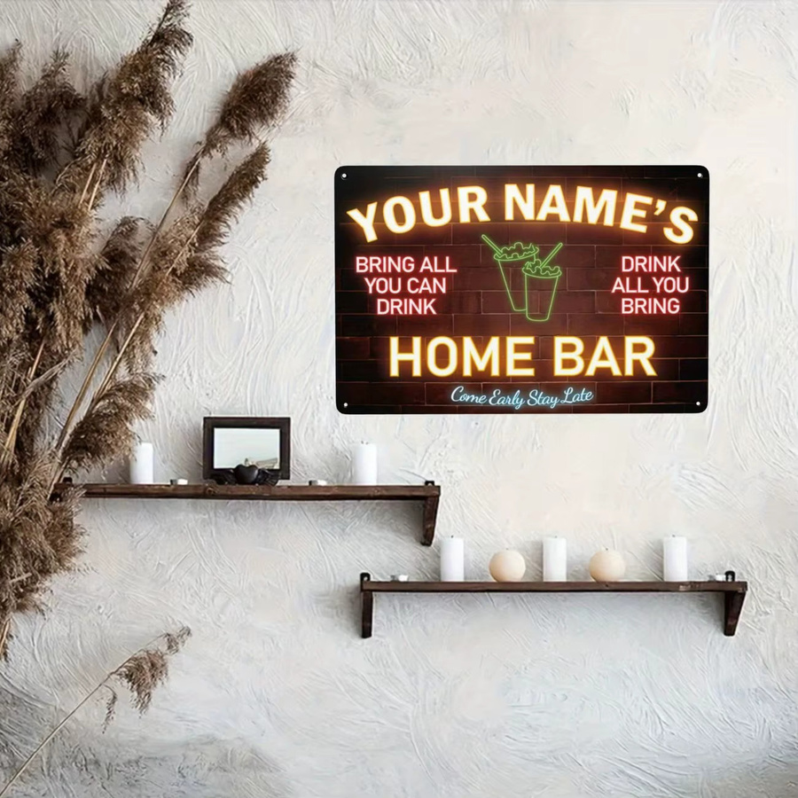 Individuelles Metallschild mit Namens-Text von CIFBUY in Rot und Multicolour als Wanddekoration im Neon-Effekt für Zuhause oder Bar - Bild 3