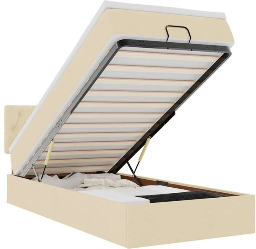 vidaxl Polsterbett Ottoman mit Matratze und LED-Beleuchtung in Beige, B/T/H: 200 x 100 x 88 cm - Bild 1