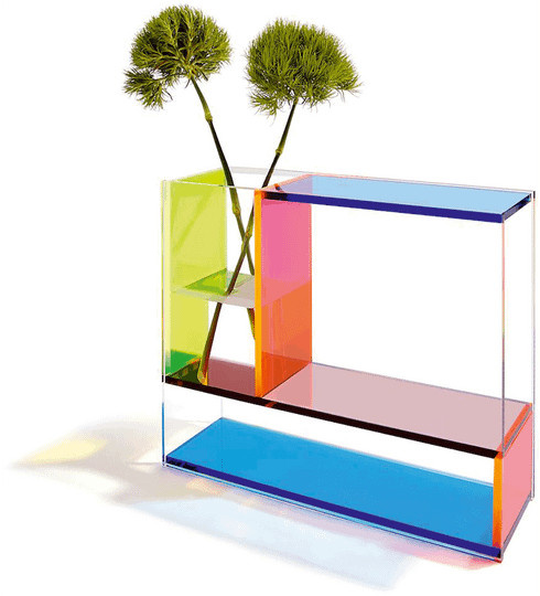 Neon-Vase Piet nach Piet Mondrian vom Metropolitan Museum of Art, transparent/multicolour, B/T/H: 20,0 x 25,0 x 1,0 cm - Bild 1