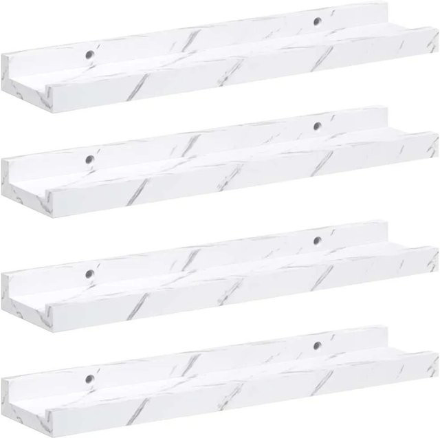 vidaXL Wandregal 4er Set in Weiß Marmor aus Holzwerkstoff, B/H/T: 40 x 9 x 3 cm - Bild 1