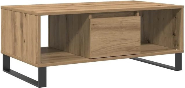 vidaXL Couchtisch Artisan-Eiche in Braun aus Holzwerkstoff und Metall, B/T/H: 90 x 50 x 36,5 cm - Bild 1
