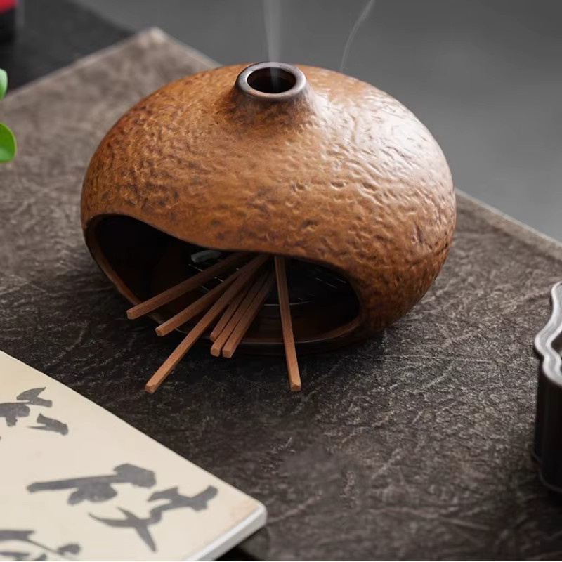 Keramik-Räuchergefäß für Palo Santo und Holy Wood, Tabletthalter in Braun - Bild 2