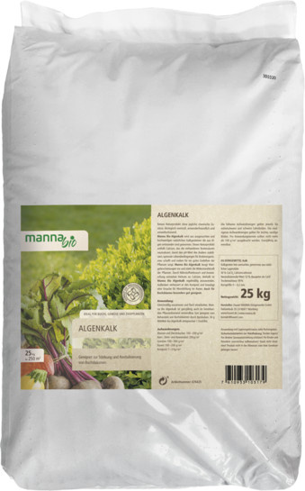 Manna Bio Algenkalk in Puderform für Rasenflächen, Sportplätze und Gartenbau, 25 kg - Bild 1
